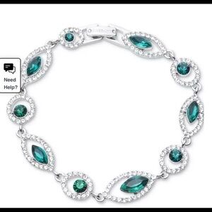 Givenchy green and 
Silver-Tone Stone & Crystal Marquise  NWT #1142 #310